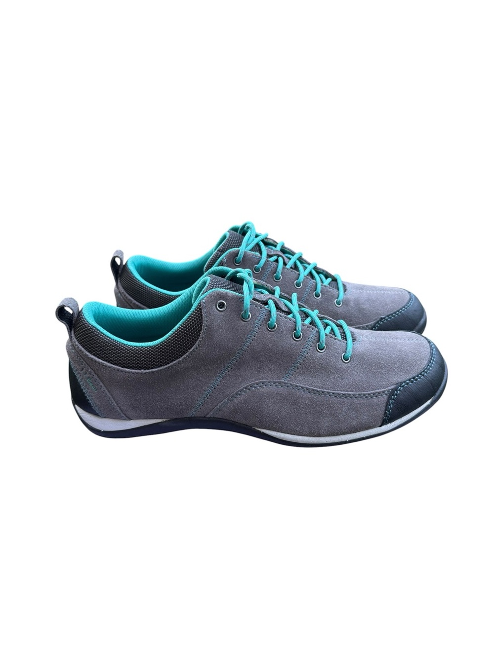 L.L. Bean Gray Suede Sneakers with Teal Accents 11M